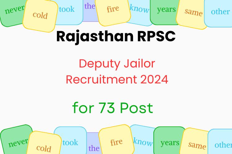 RPSC Deputy Jailor Recruitment 2024